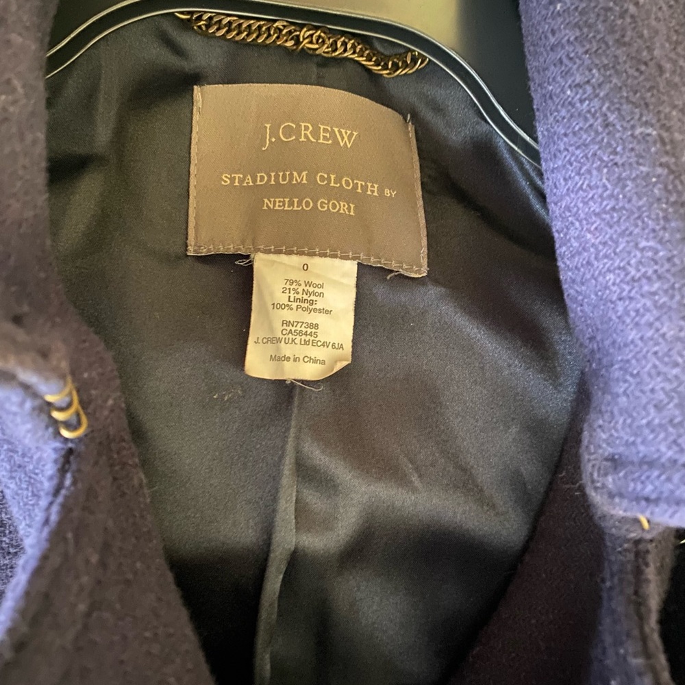 🦋HP🦋J Crew Gray Stadium Cloth Boulevard Trench
Coat - size 0 , Navy - Picture 9 of 9